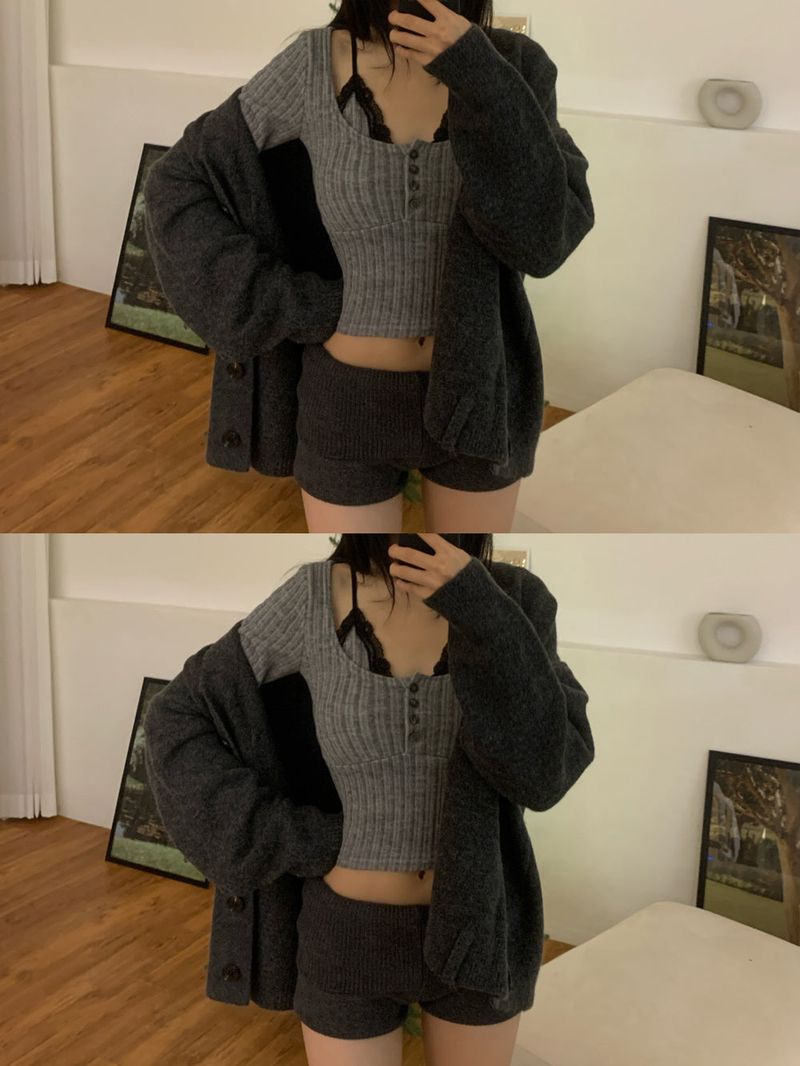 Zia Lace Strap Ribbed Knit 