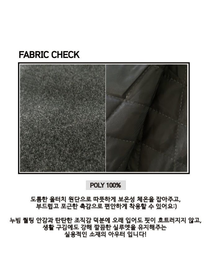 Half neck quilted wool half midi coat
