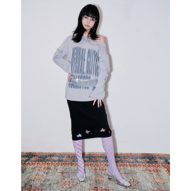 Brushed Fleece Glitch Top [Lavender gray]