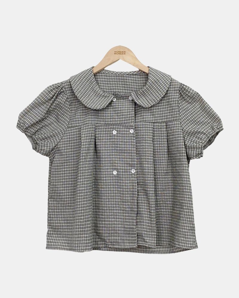 Furen Double-Button Short-Sleeve Blouse