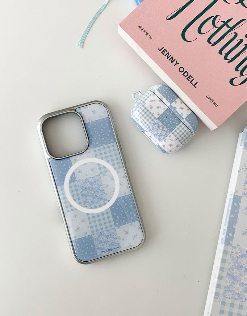  [MADE]ブルーパッチ シルバーエポキシ MagSafe iPhoneケース