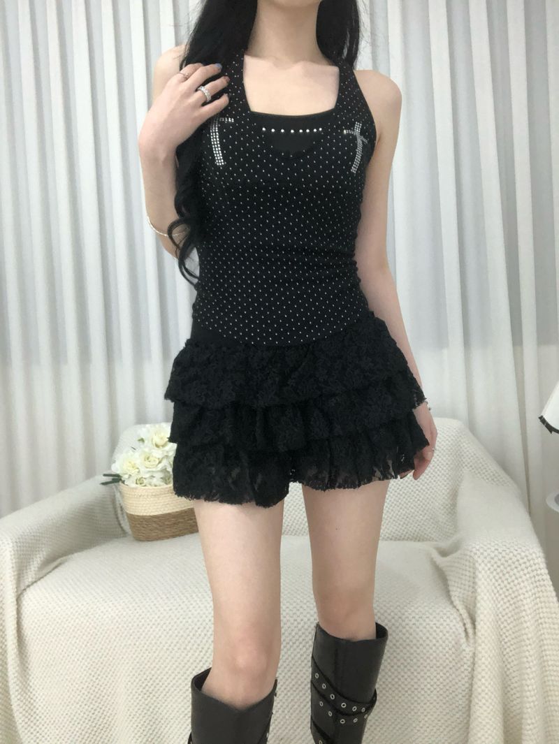 Cubic Cross Dot Halter Top