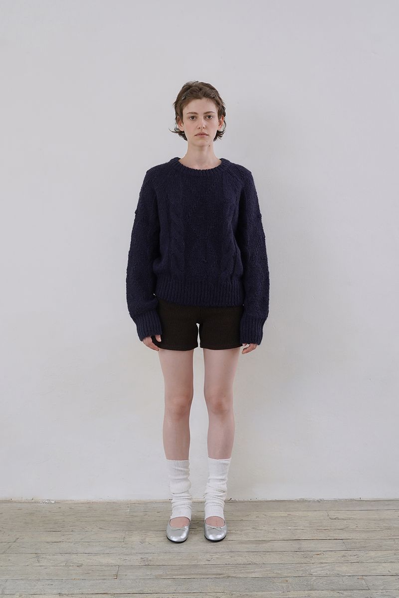 Ribbed knit shorts_brown