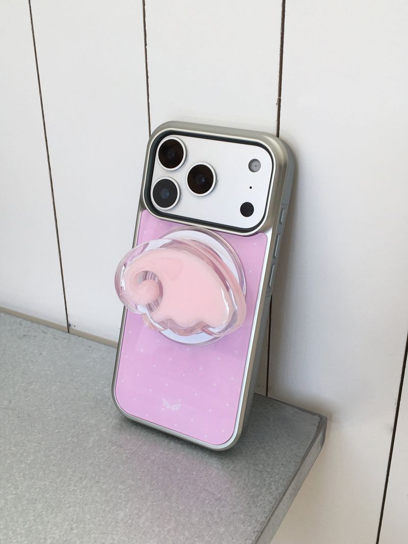 Dotwing Magsafe Silver Glass Bumper Case(Pink)