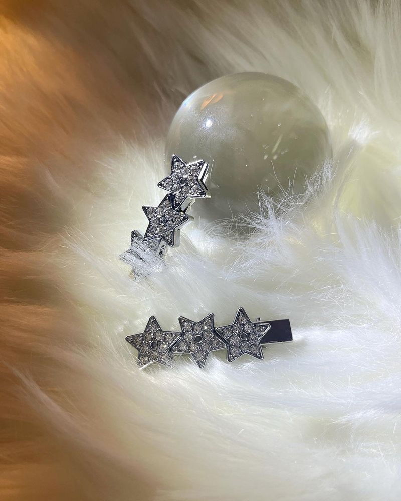 Crystal three stars hairpin