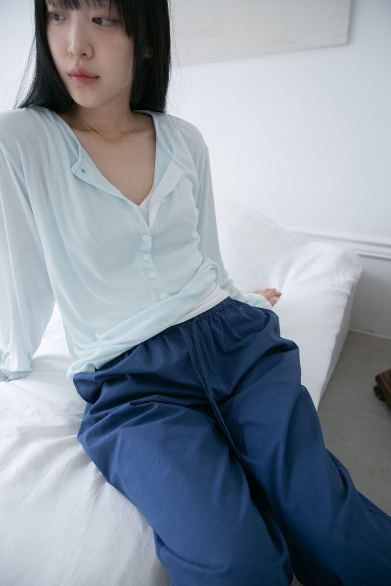 button line see-through loose top(4colors)