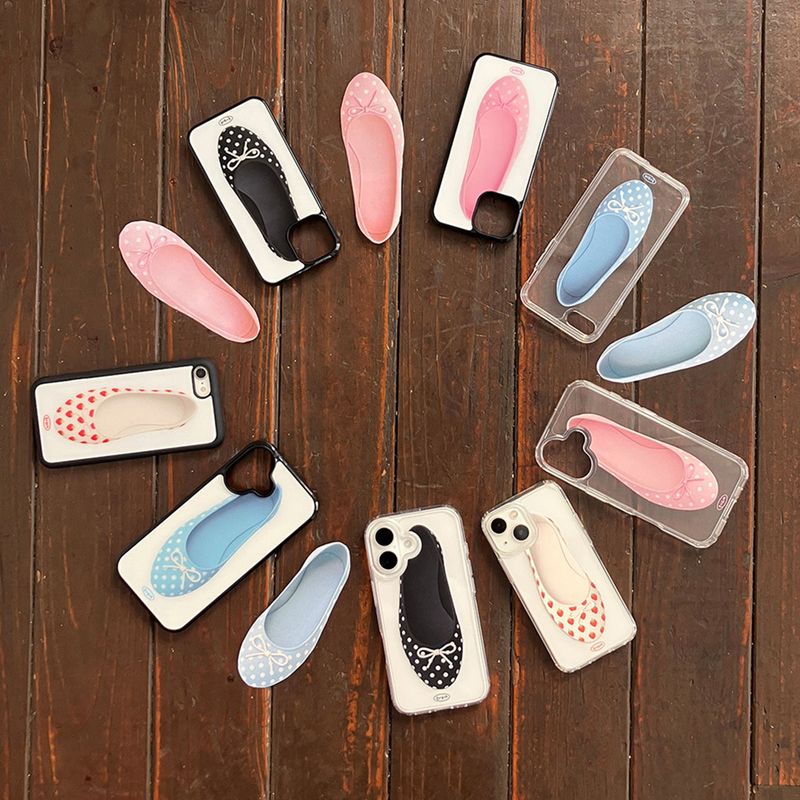 [Glass] black dot shoes case 