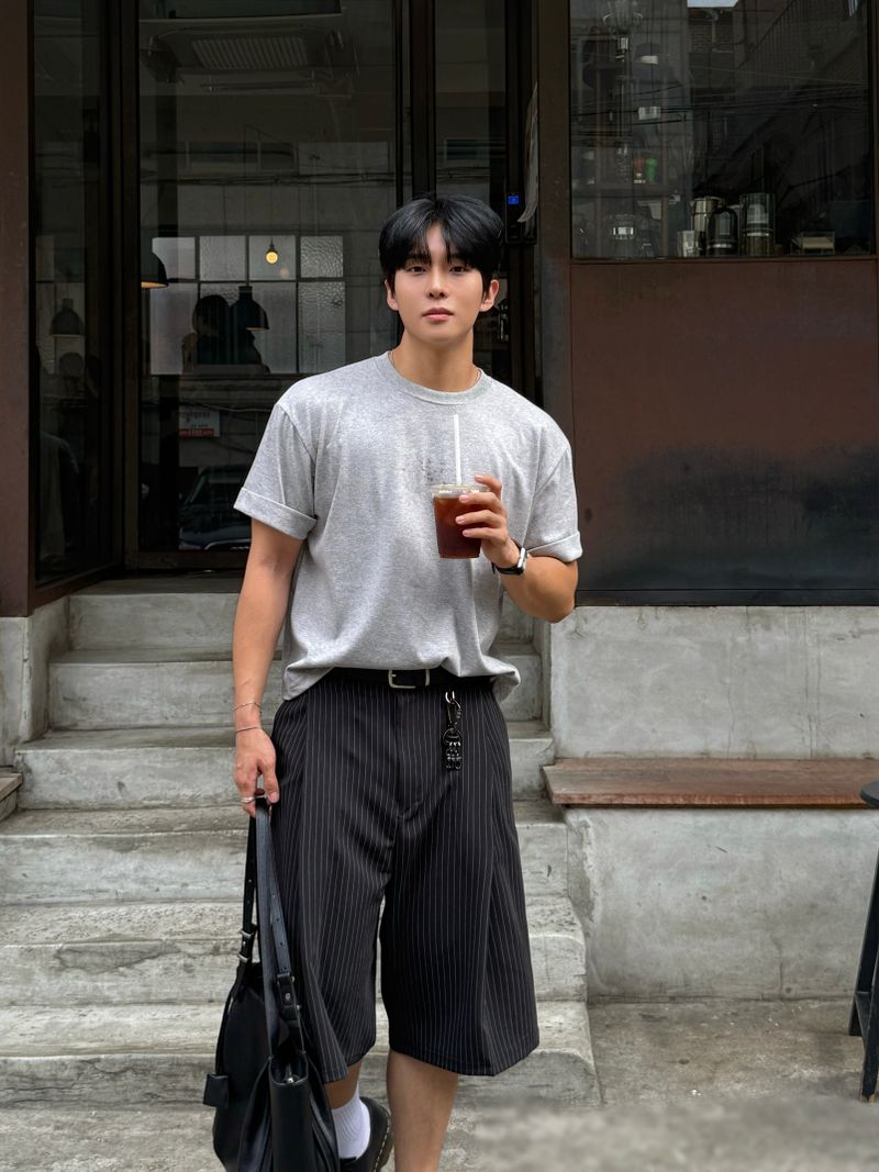 Laurent keyring stripe bermuda pants