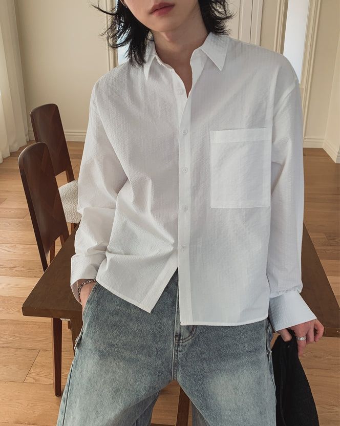 Drawing Stripe Crop Shirt