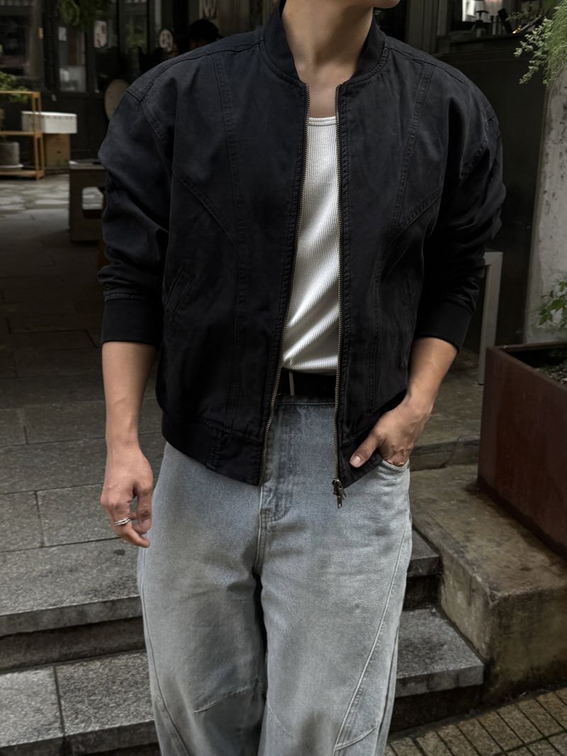 Dying washing cut varsity jacket