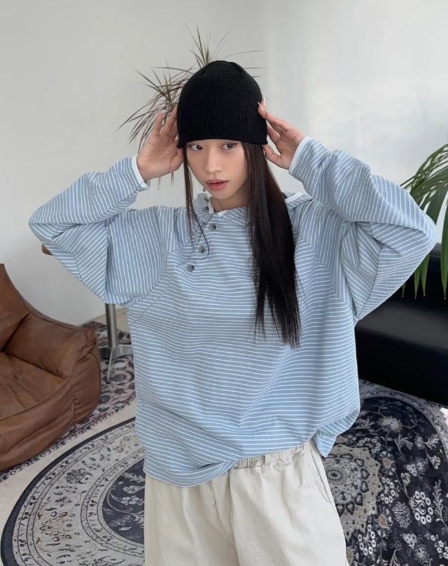 Lucael diagonal button hoodie