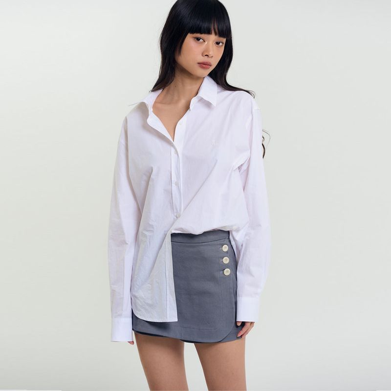 Button Detail Skort Gray