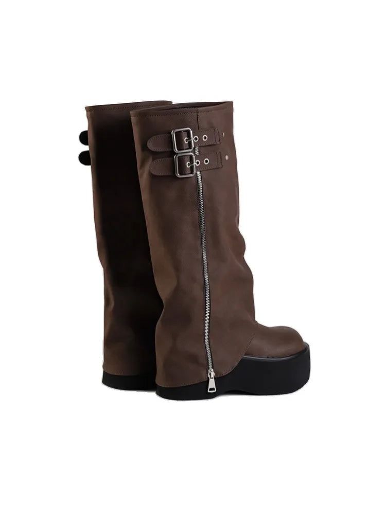 Sloane Side-Zip Biker Boots