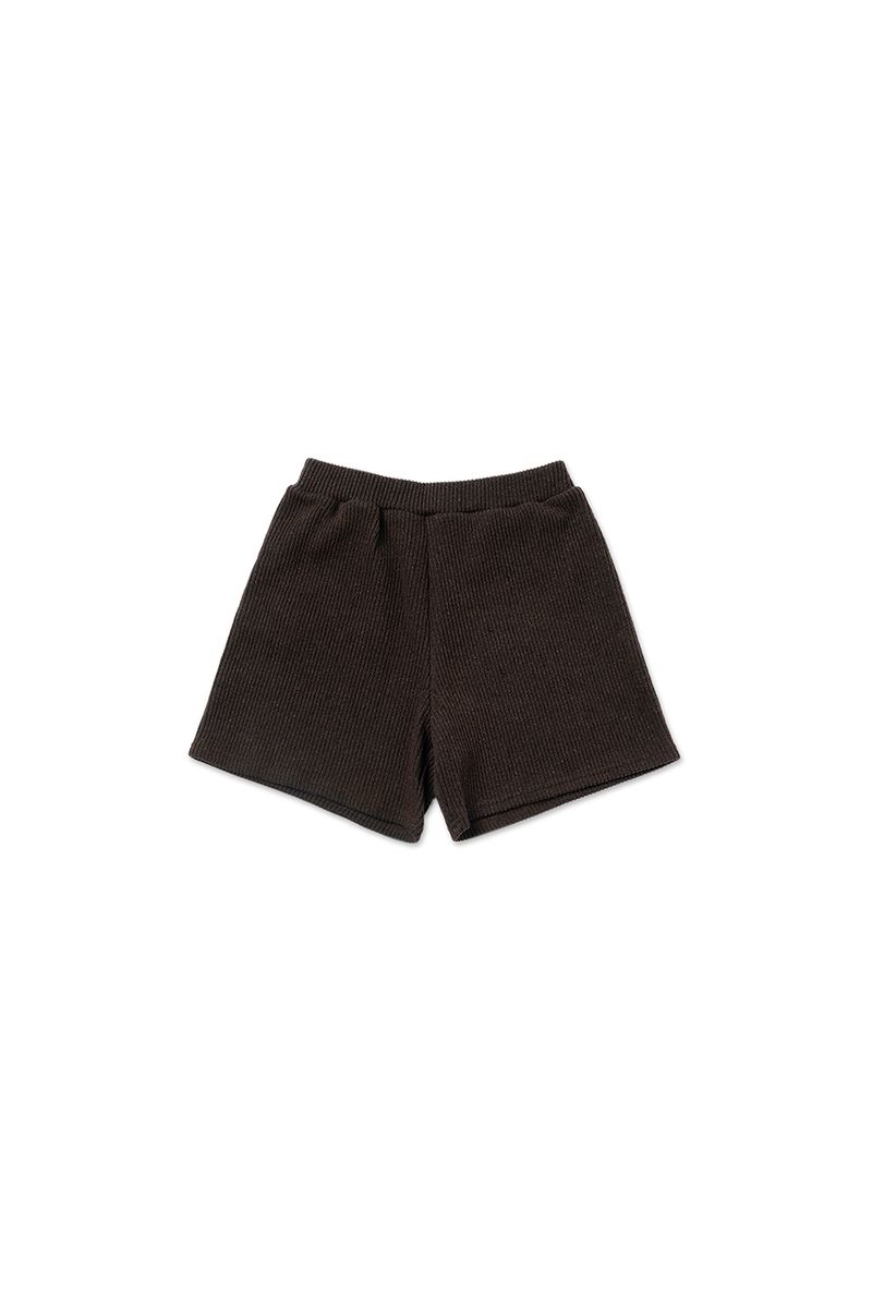 Ribbed knit shorts_brown