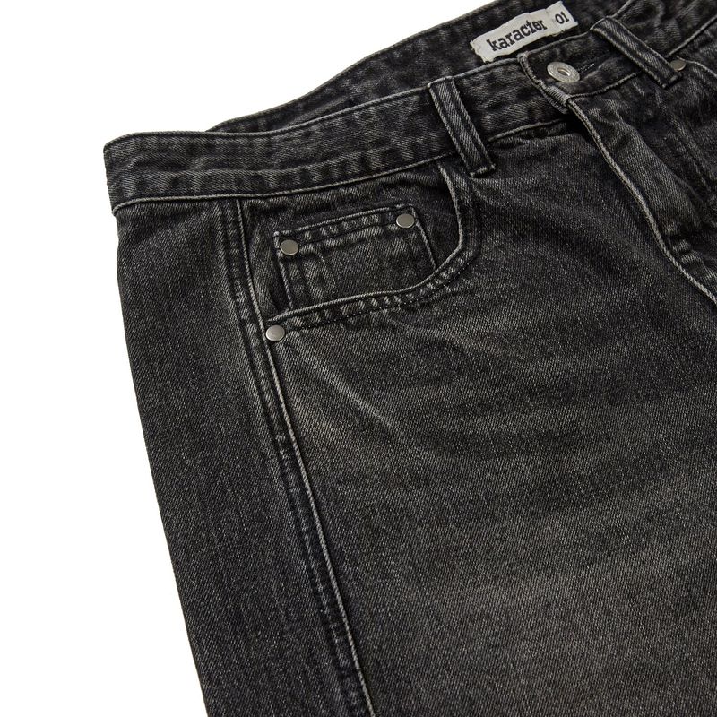 Vintage emblem denim pants / Black
