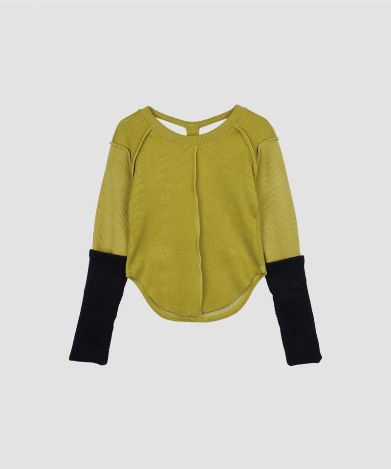 BICOLOR EXTRA LONG SLEEVE RIB TOP
