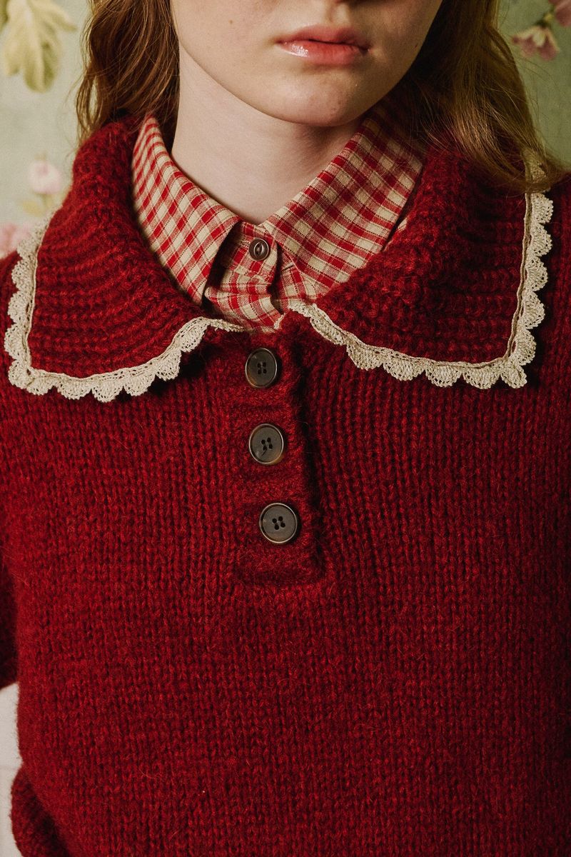 Anna Wool Collar Knit [Redwine]