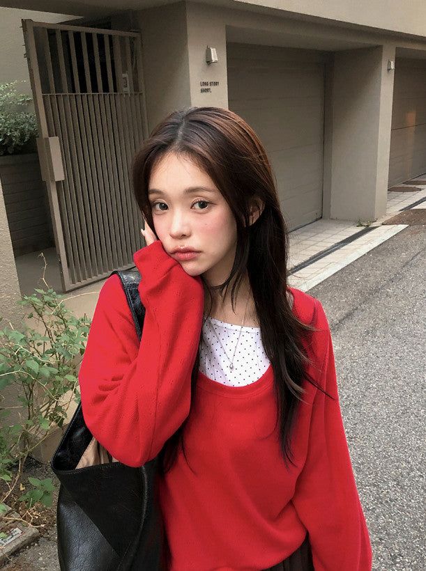 U-neck Eyelet Basic Knit T-Shirt (4color)