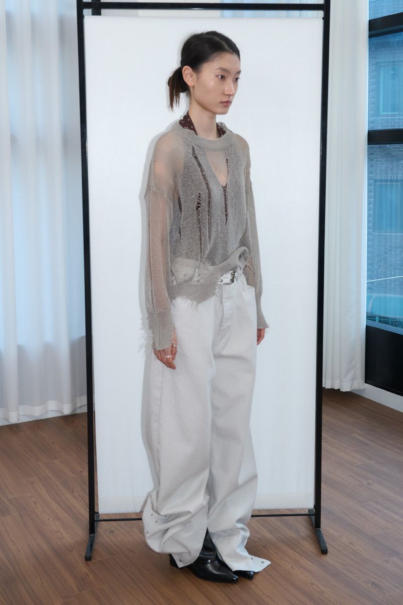 スナップボタン ディテール スリットパンツ (Light Gray/2size)