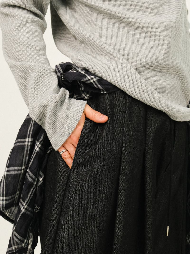 SE Non-fade Check Layered Denim Pants