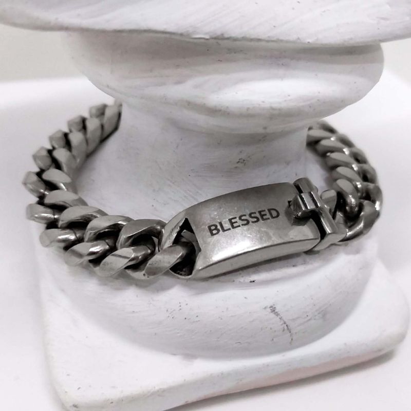 BLESSED BULLET（ブレスドブレット）の「[BLESSEDBULLET]STEEL LINE CRUVE CHAIN BRACELET_ANTIQUE SILVER（Accessories）」