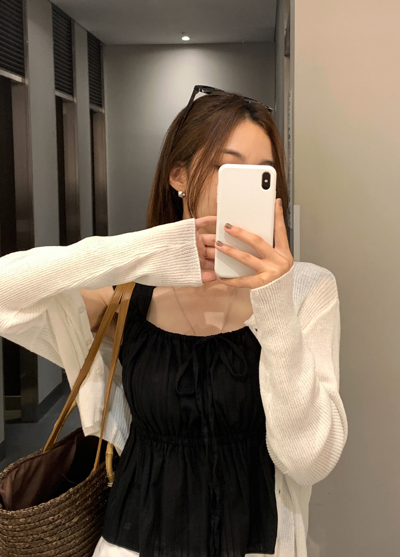 Heather Ribbon Sleeveless Blouse / 2 colors