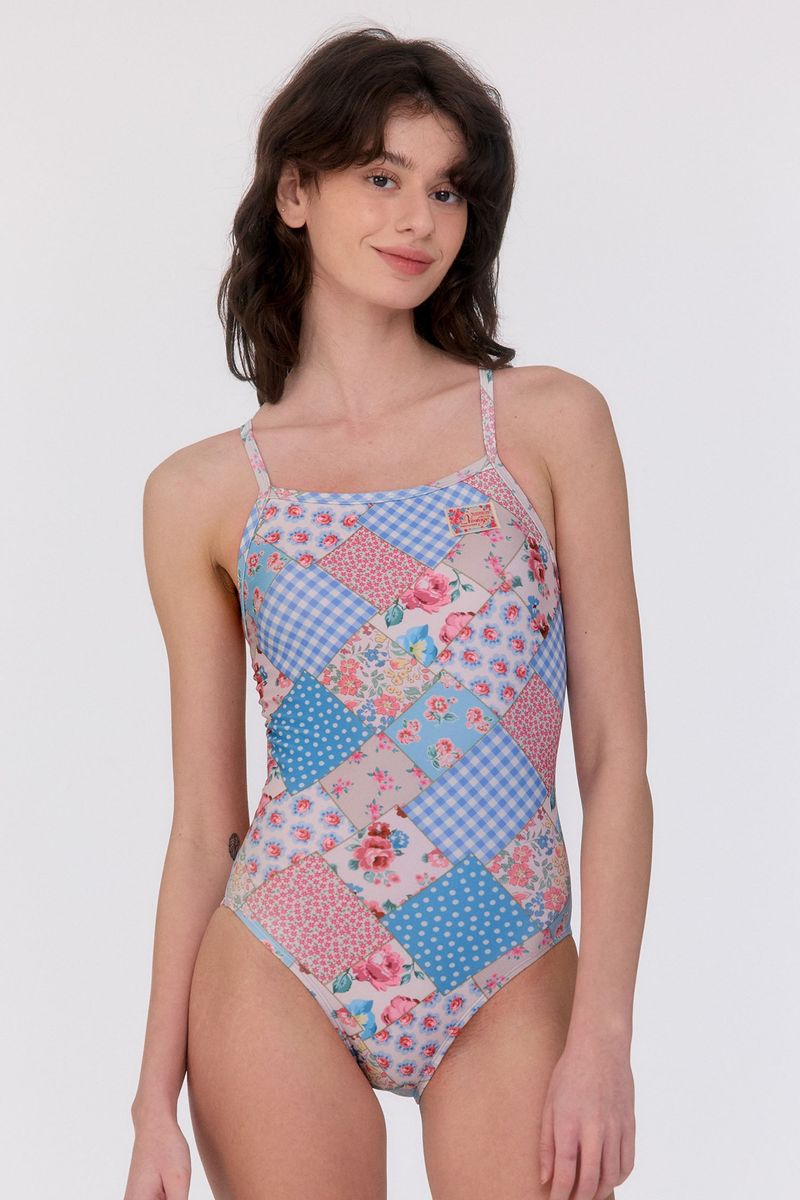 LOOPLOOP（ループループ）の「[Bohemian Patchwork_sky blue] V-Back One Piece Swimsuit（Swimwear）」