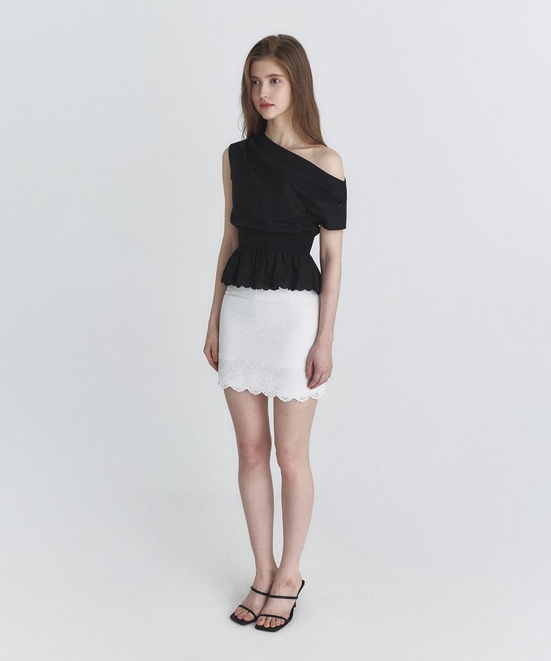Drape lace blouse (Black)