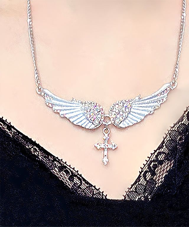 Angel wing cross necklace