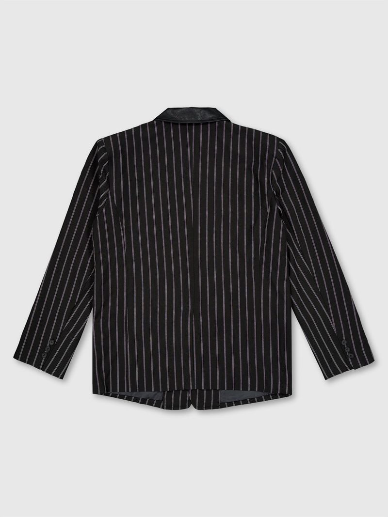 Circle Leather Patch Blazer (Black Stripe)