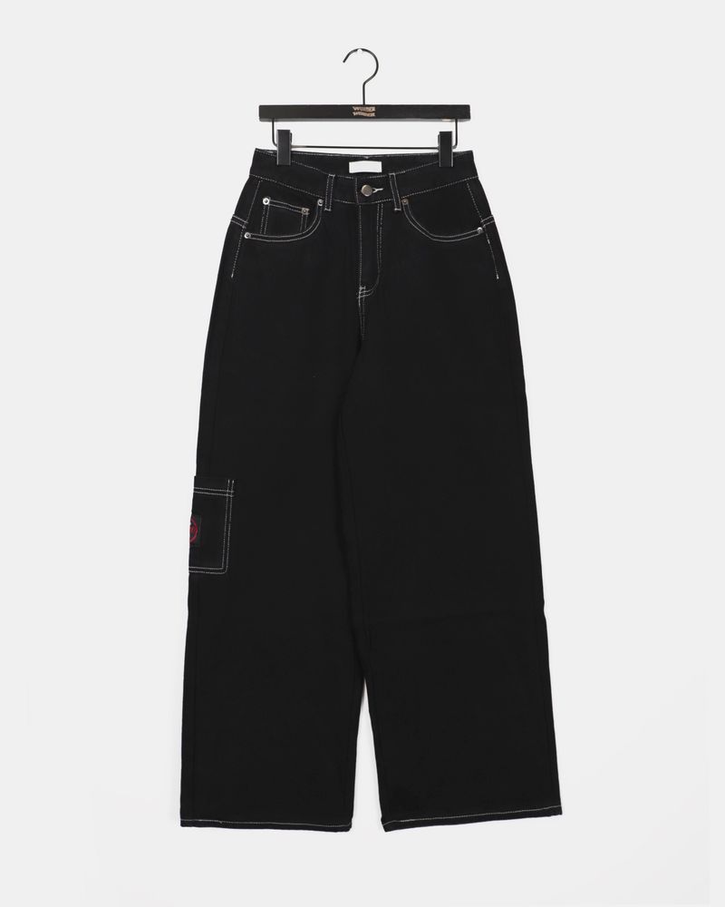 Welsh patch stitch wide cargo pants