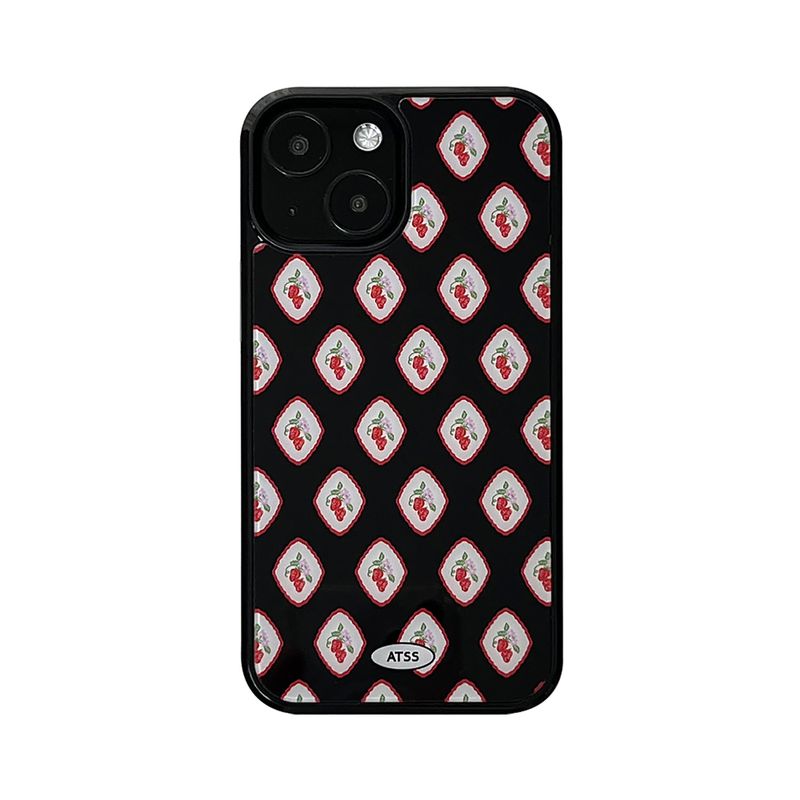 allthesamestudio(オールザセイムスタジオ)の「strawberry pattern glossy glass bumper case (black)(Smartphone Accessories)」