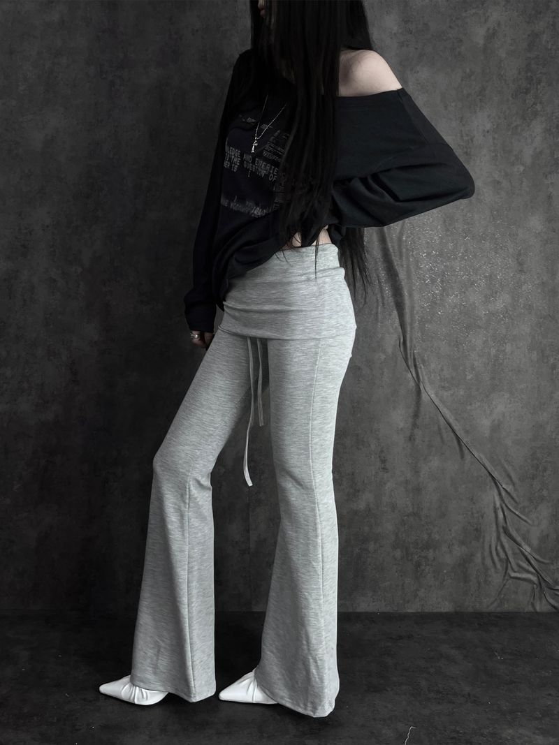 low-rise bootcut folding pants (2color)