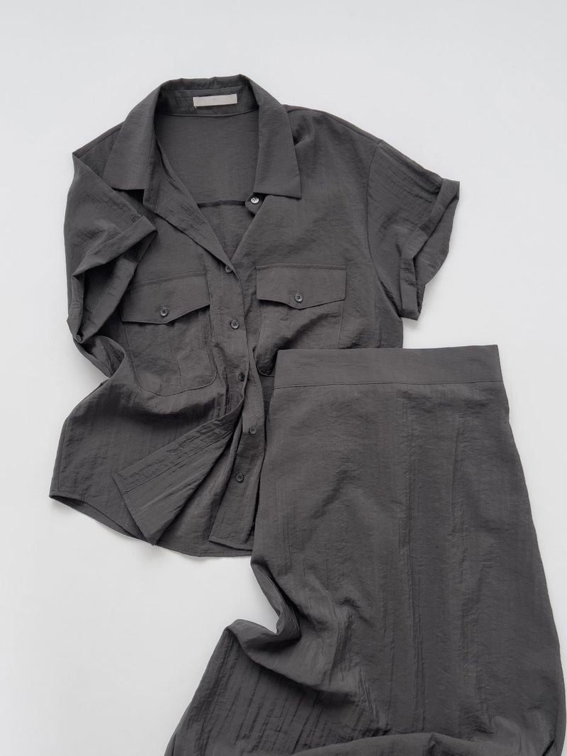 Even Nylon High-Waisted Long Skirt