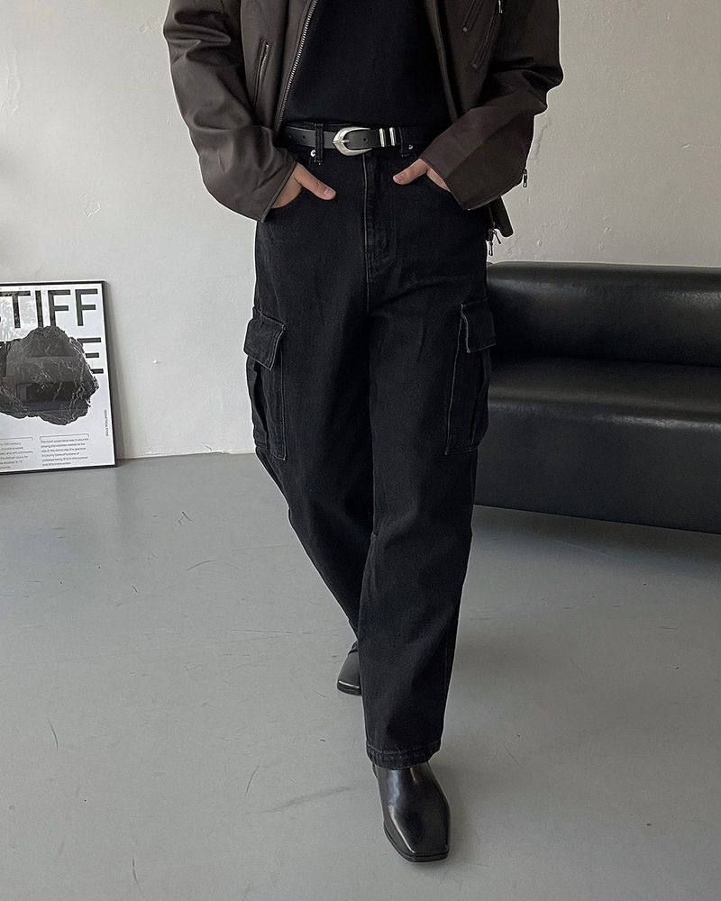 EN Black Denim Cargo Pants (S ~ L)