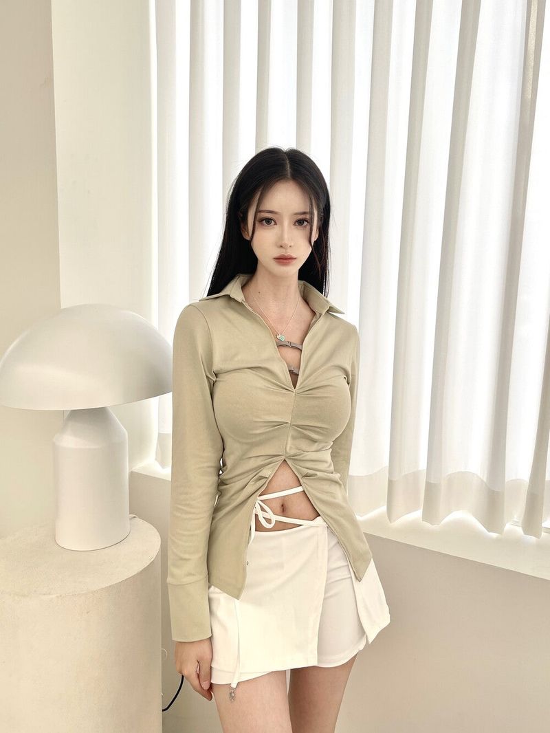 1047. Double hook shirring slit sh (2color)