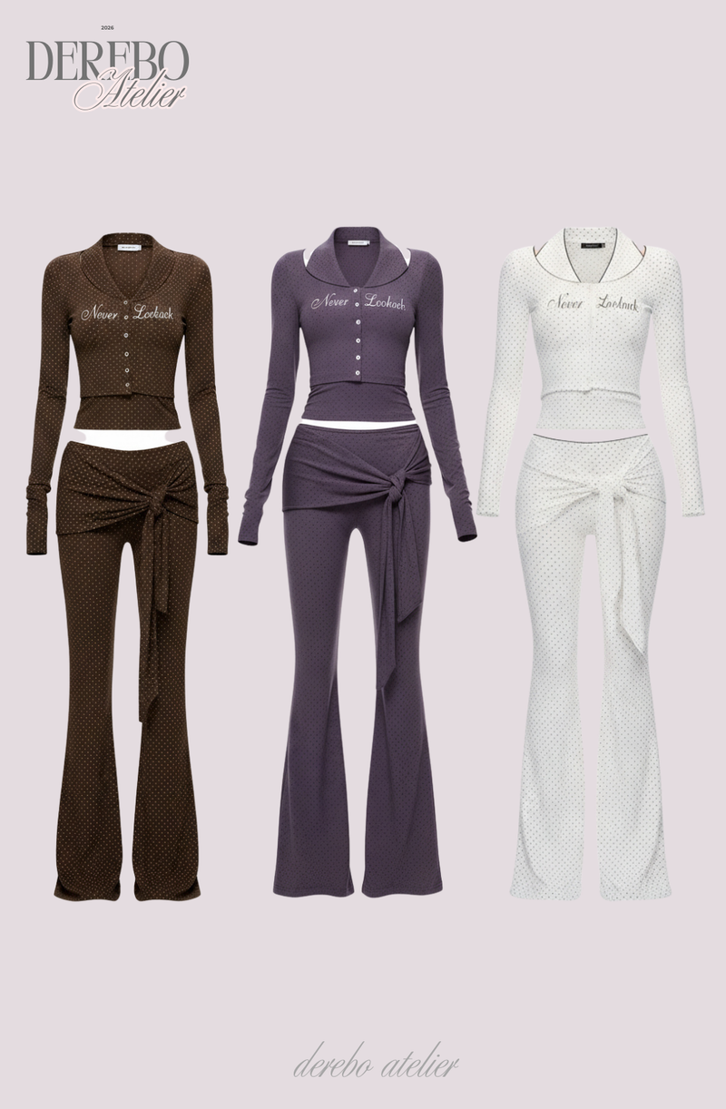 Dot halter cardigan flare training setup (PANTS)