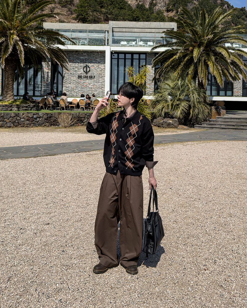 Thebel Argyle Knit Cardigan