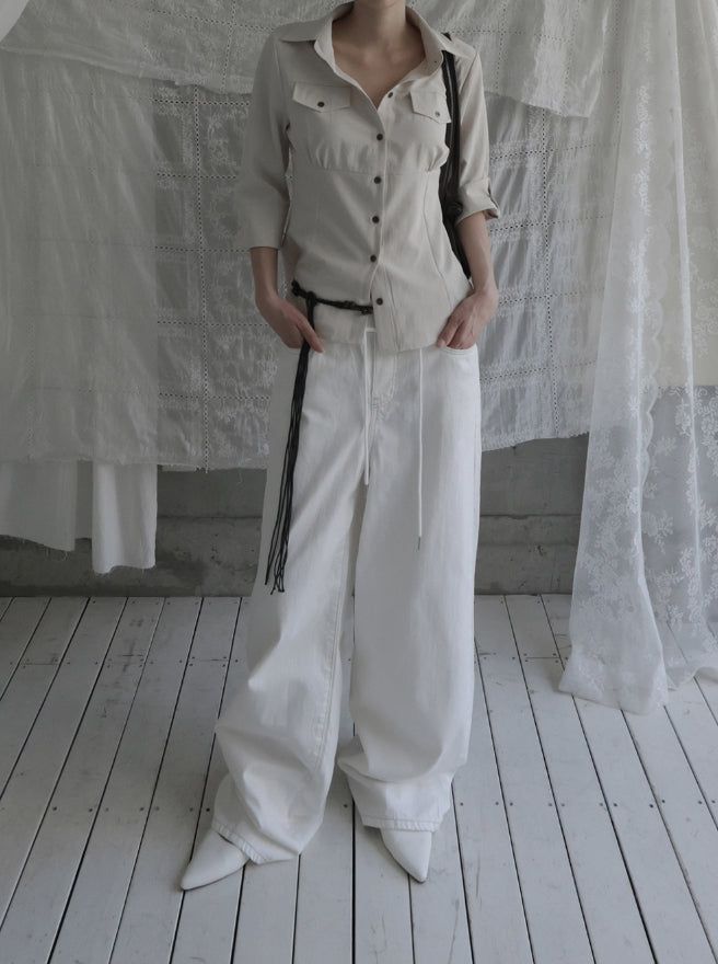 Sareon Open Collar Three QuarterShirt