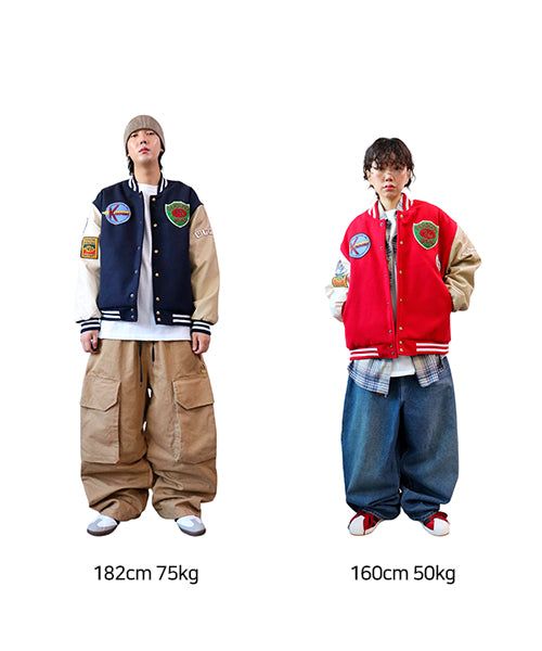 Oversized Varsity Jacket with Patches