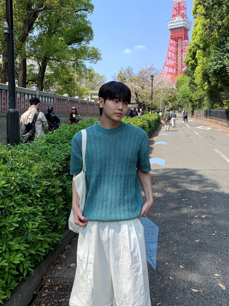 WHAT A LOOK（ワット ア ルック）の「Boucle Open-Knit Summer Sweater（Tops）」