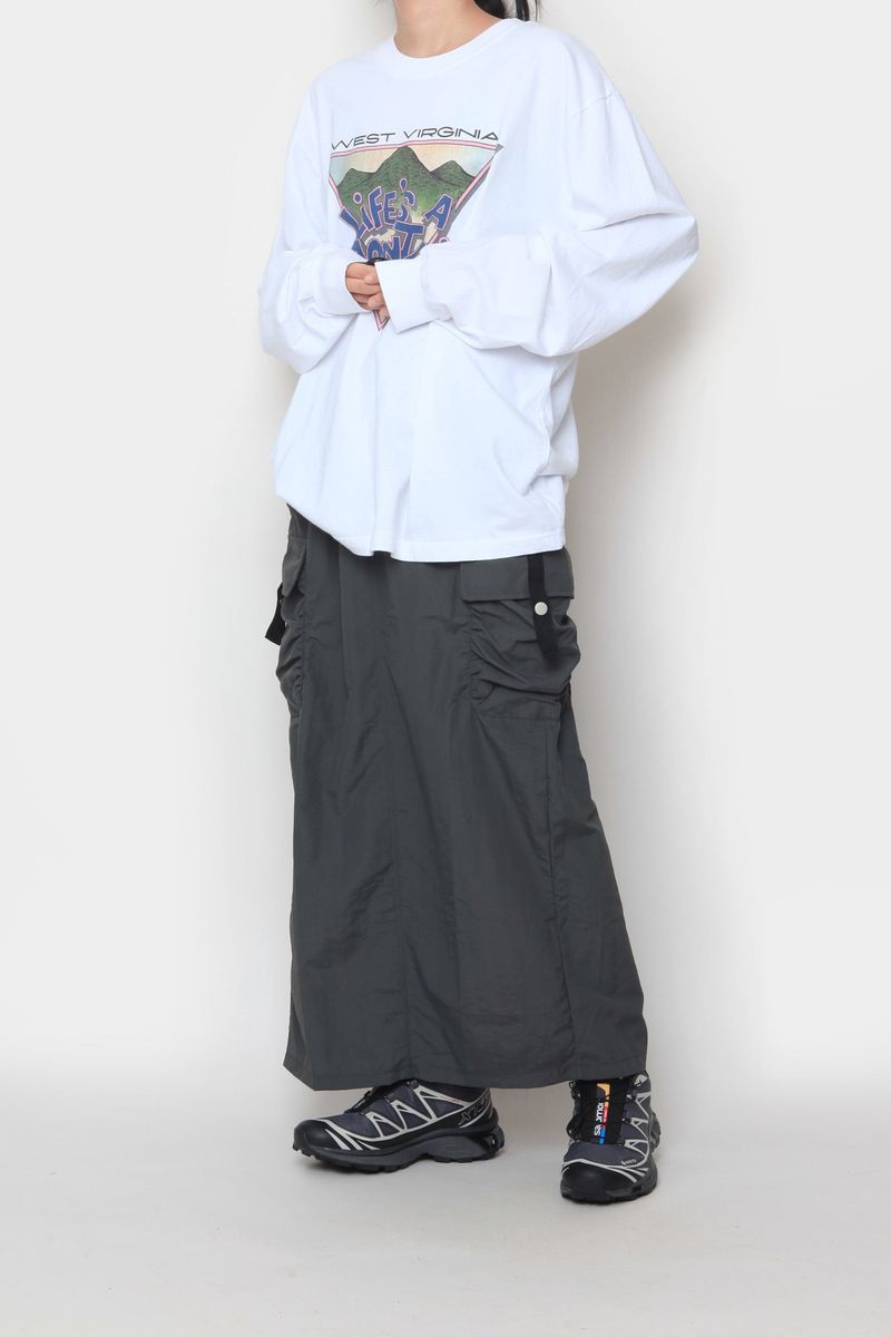 nylon long cargo skirt