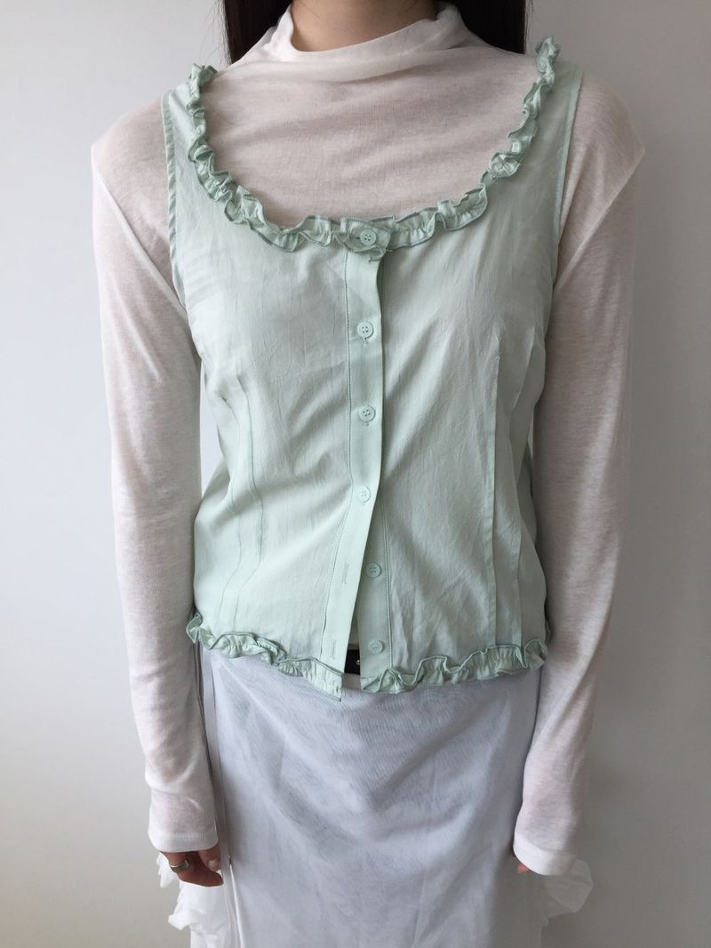 Alpen Frill Button Sleeveless (3color)