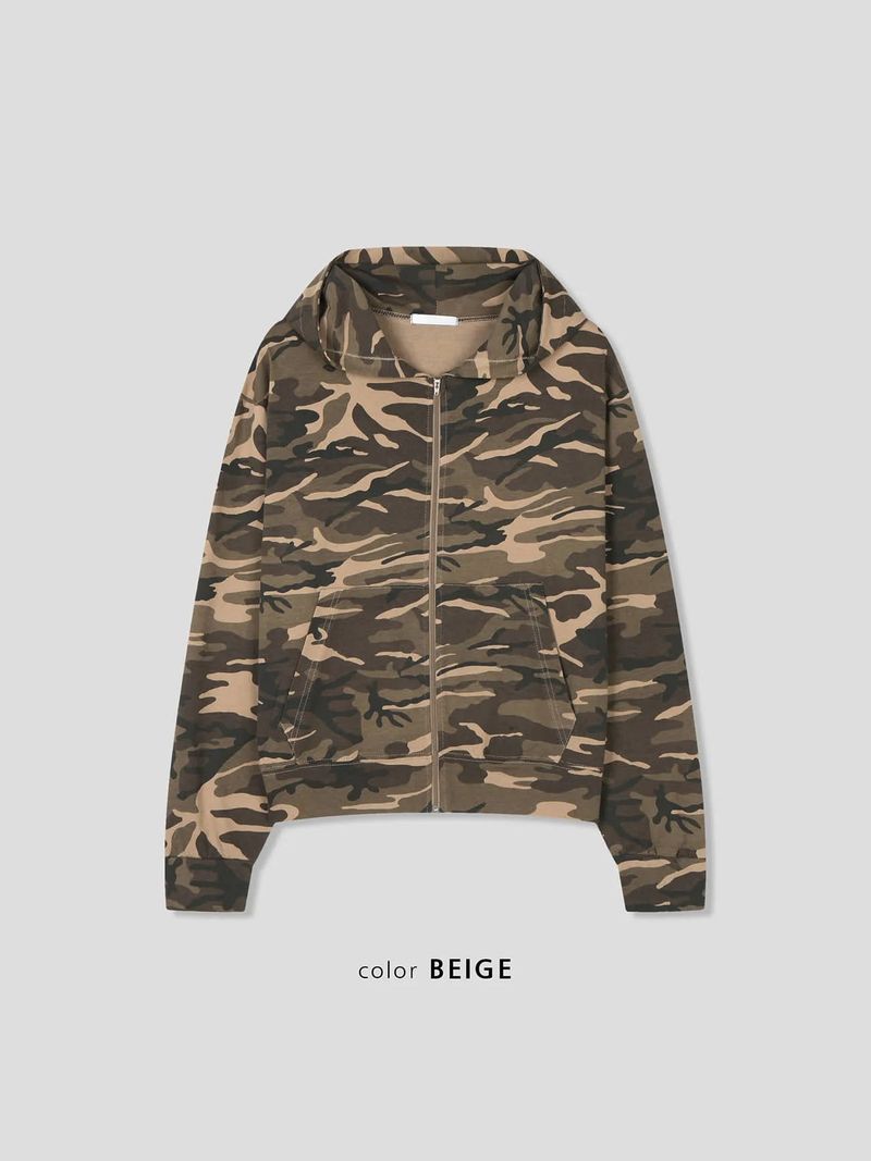 Camo Single Zip Hoodie