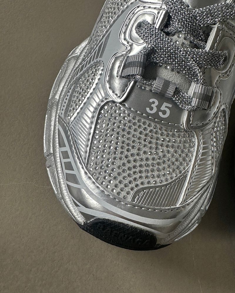 Cubic Silver Cowhide Hoop Sneakers
