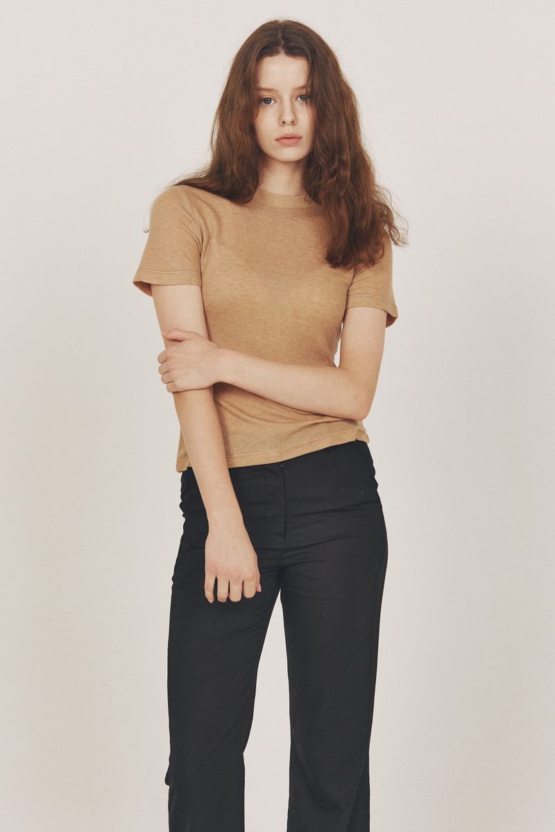 wool blended Half top_camel