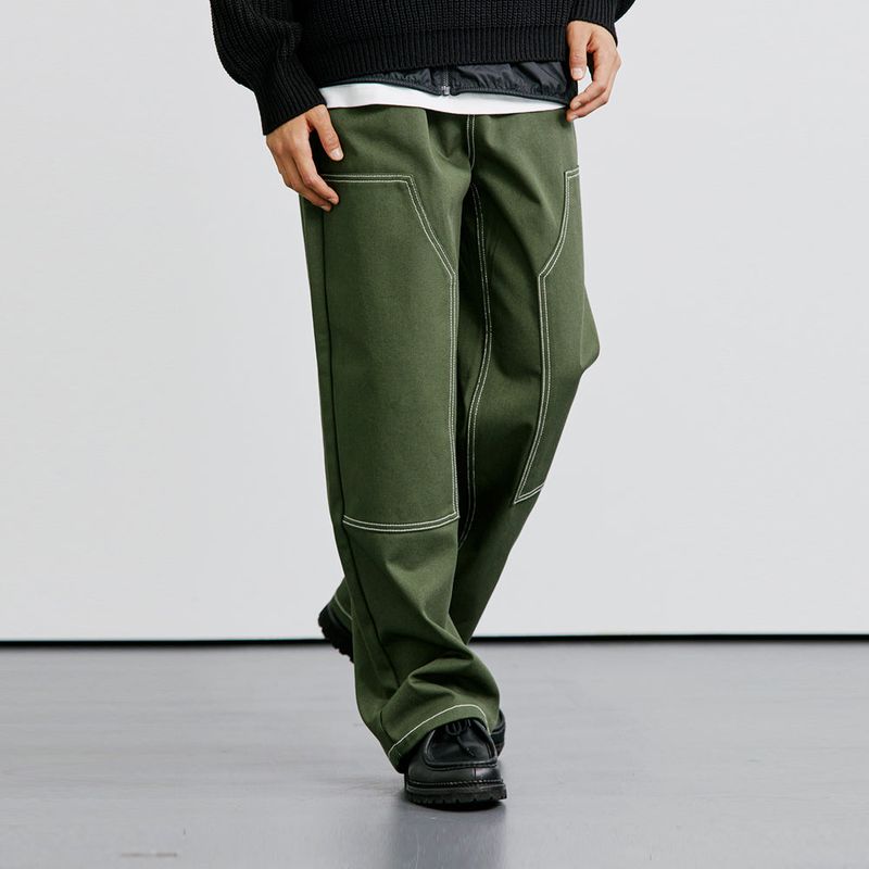 HIROI DOUBLE KNEE WIDE PANTS KHAKI