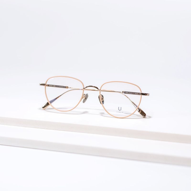 Knouun Round titanium glasses CODE. 102. F Rose Gold