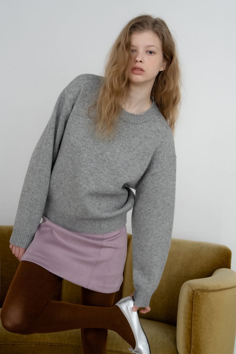 Basic crew knit_gray