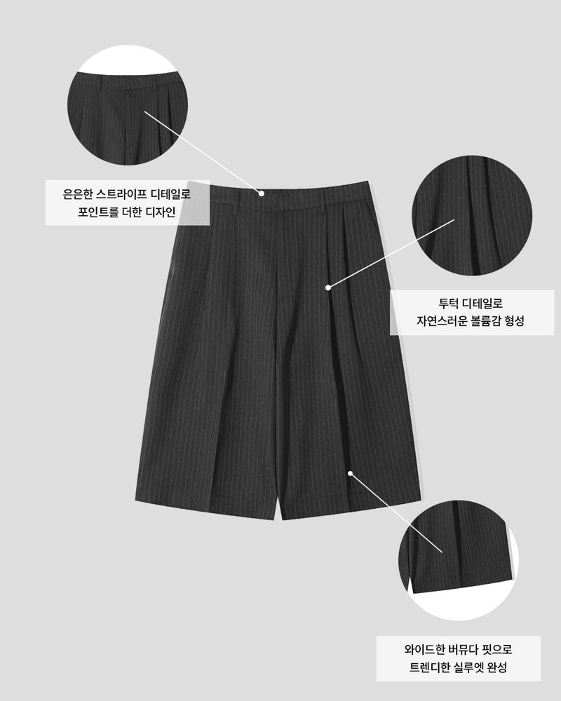 Node Pin Stripe Bermuda Slacks